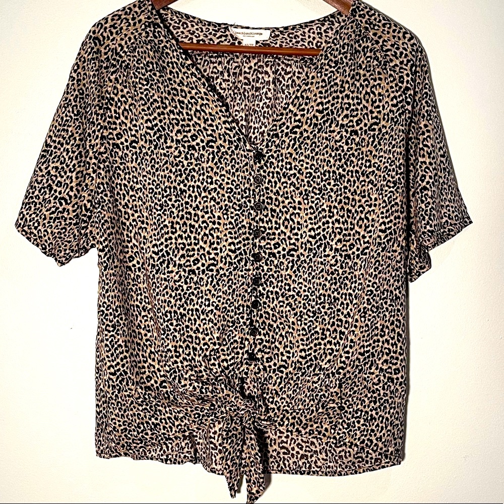 😎BeachLunchLounge Leopard Print Blouse